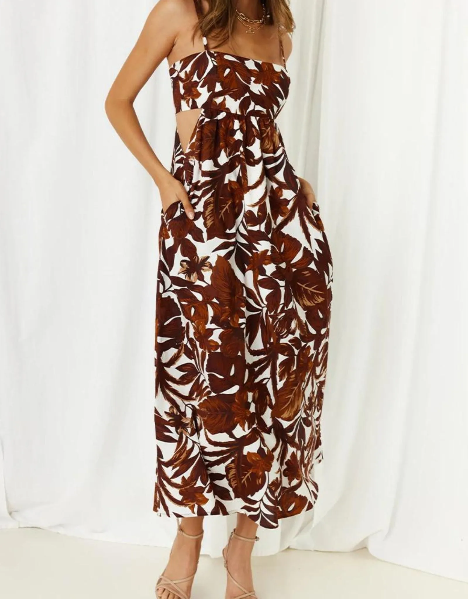 Lorelei Midi Dress Chocolate Floral