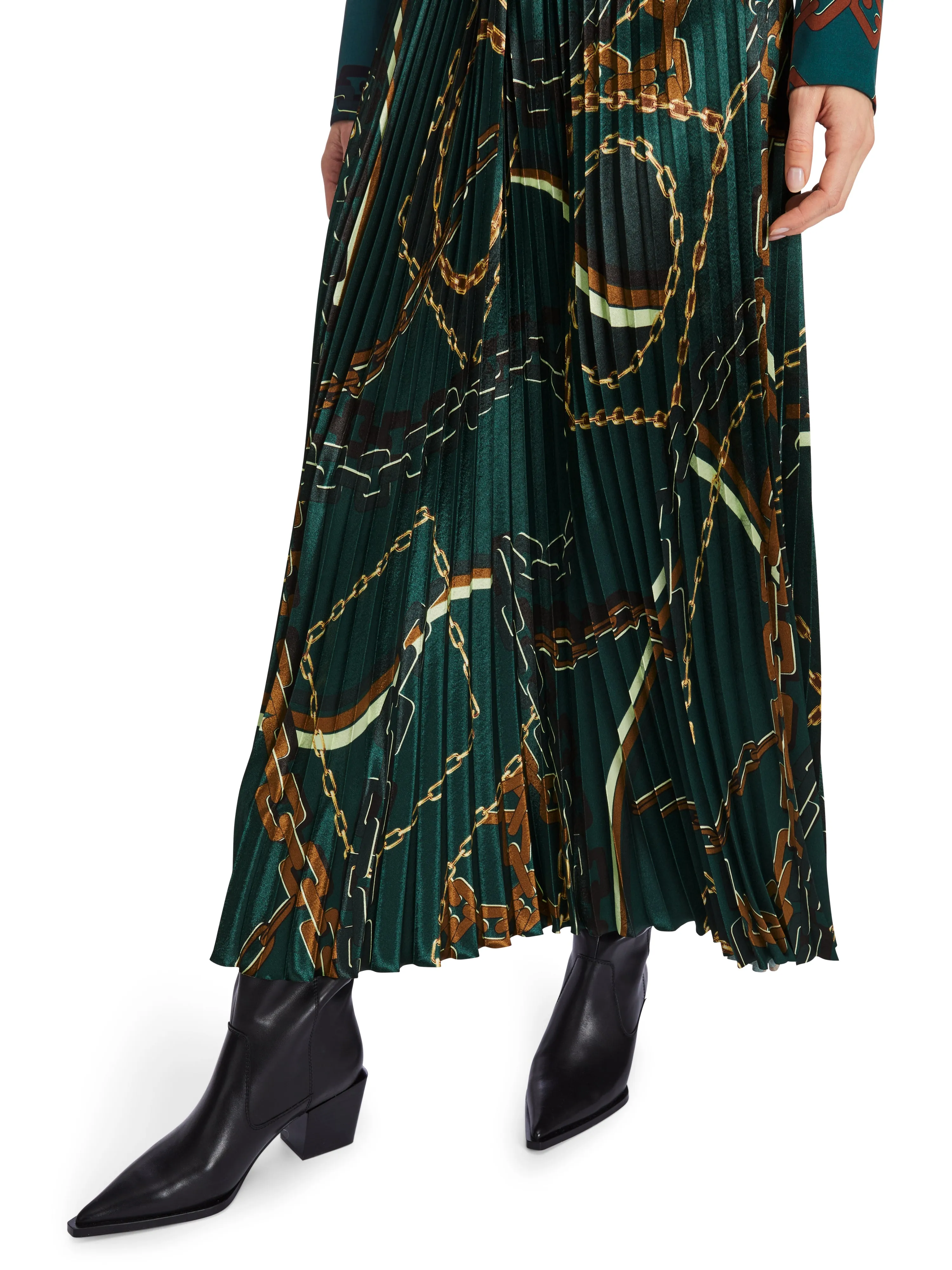 MARC CAIN Green Chain Print Skirt