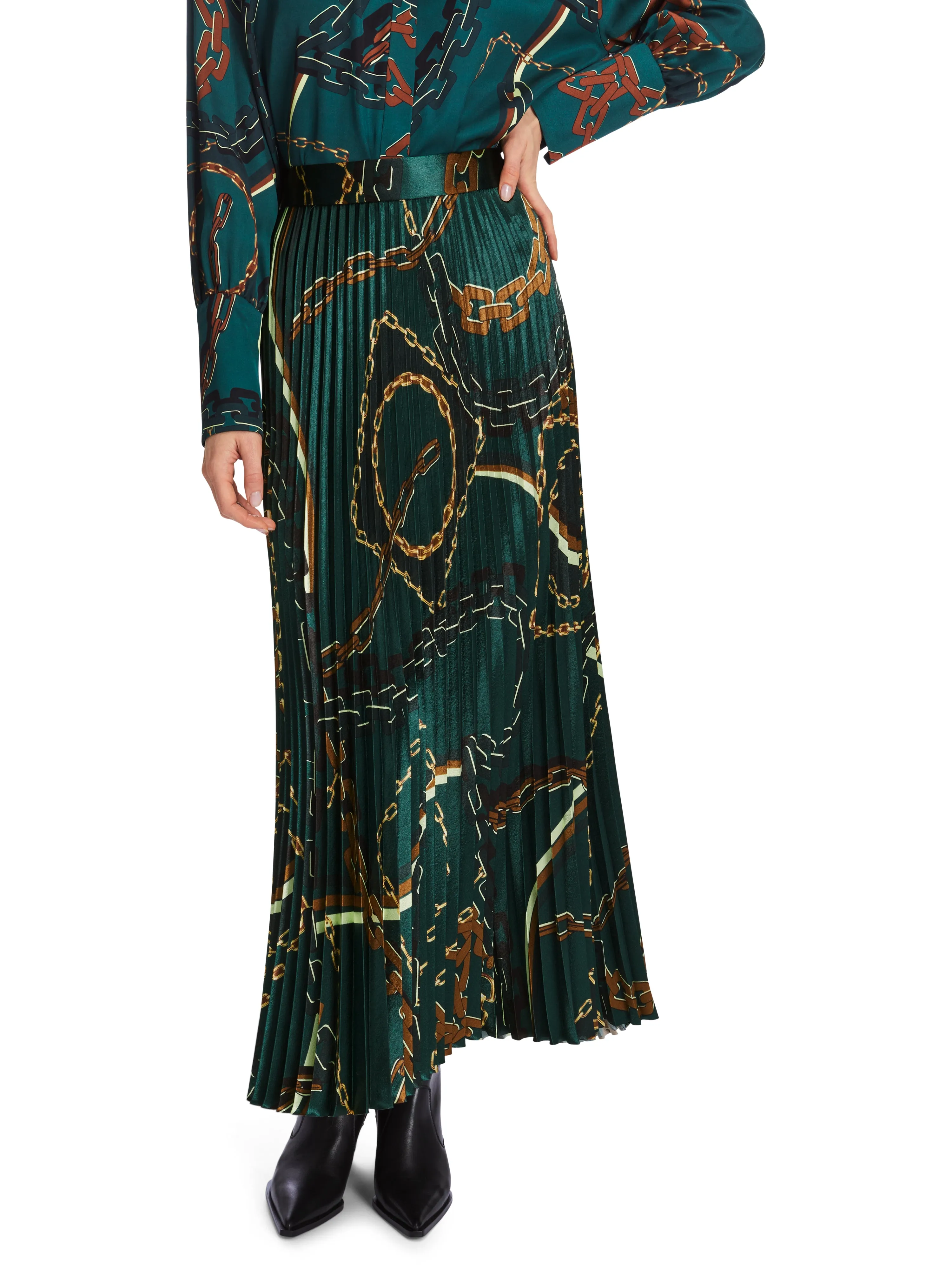 MARC CAIN Green Chain Print Skirt