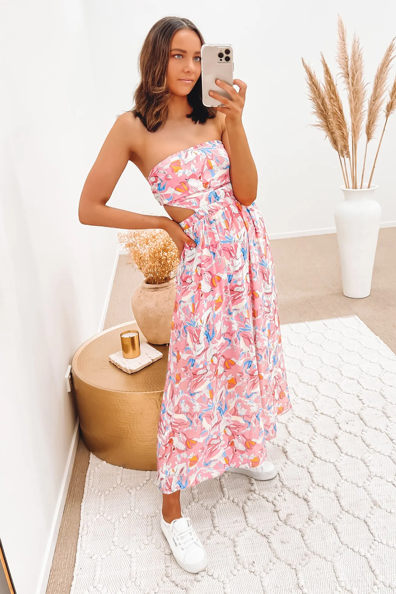 Maria Midi Dress Pink Floral