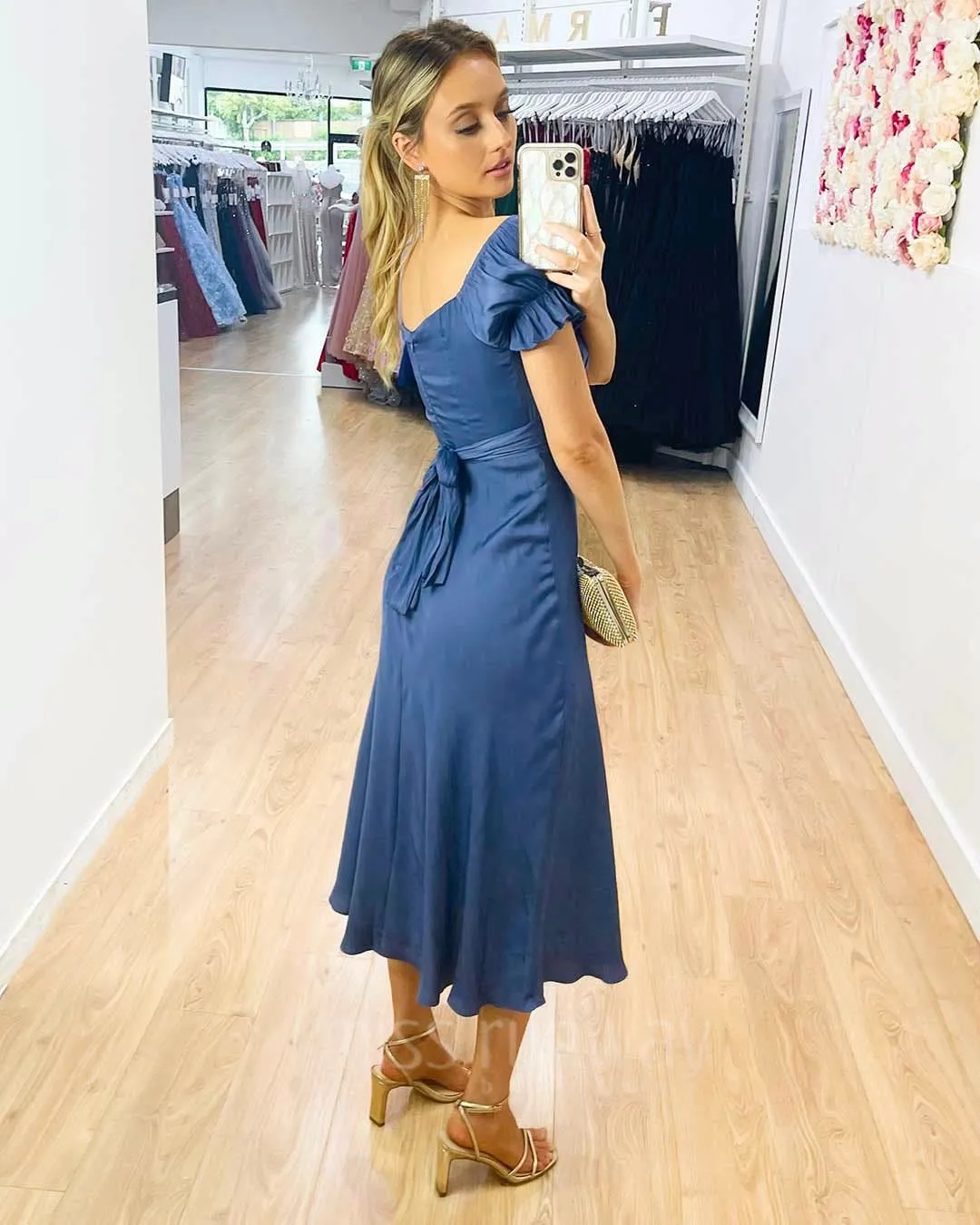 Masie Midi Dress - Steel Blue