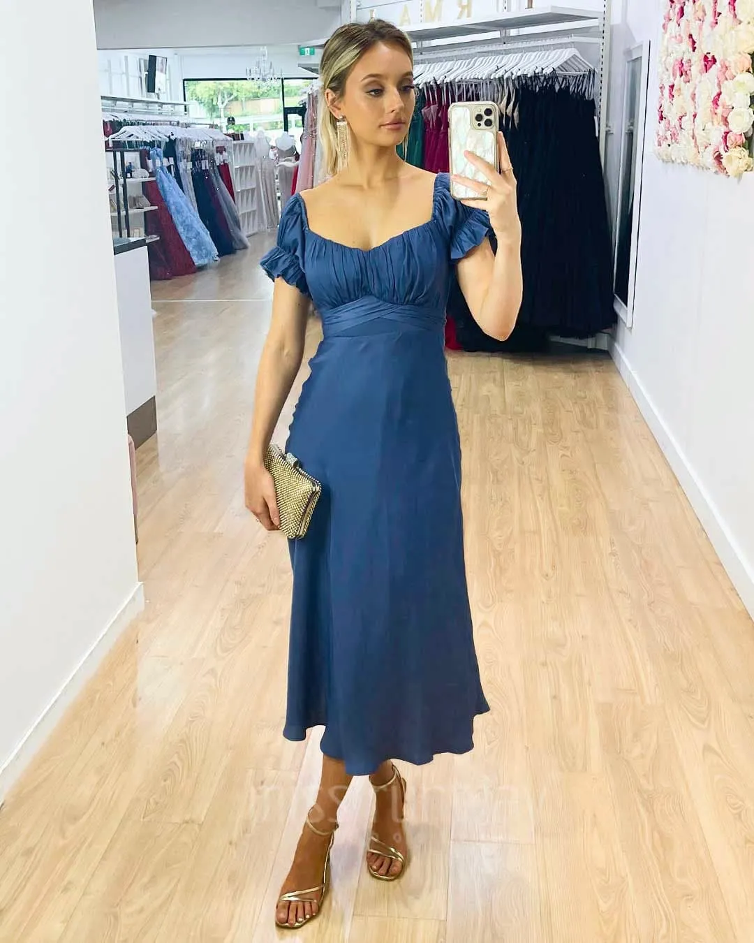 Masie Midi Dress - Steel Blue