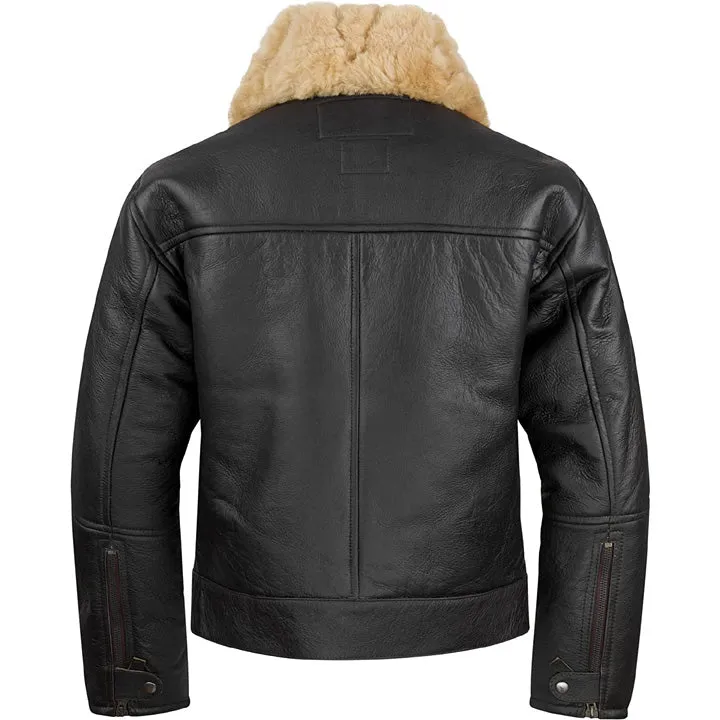 Men's Black Sheepskin Flight Jacket