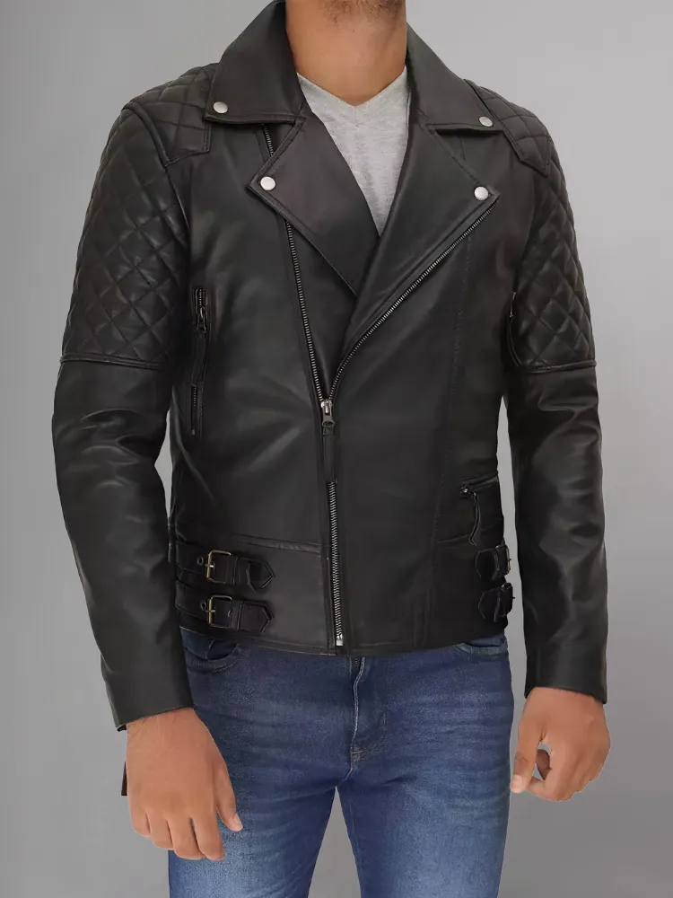 Men's Genuine Lambskin Leather Vintage Motorcycle Jacket