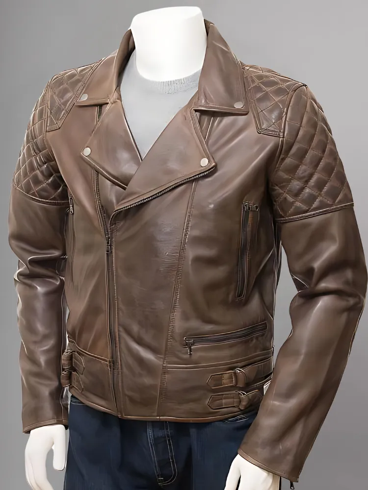 Men's Genuine Lambskin Leather Vintage Motorcycle Jacket