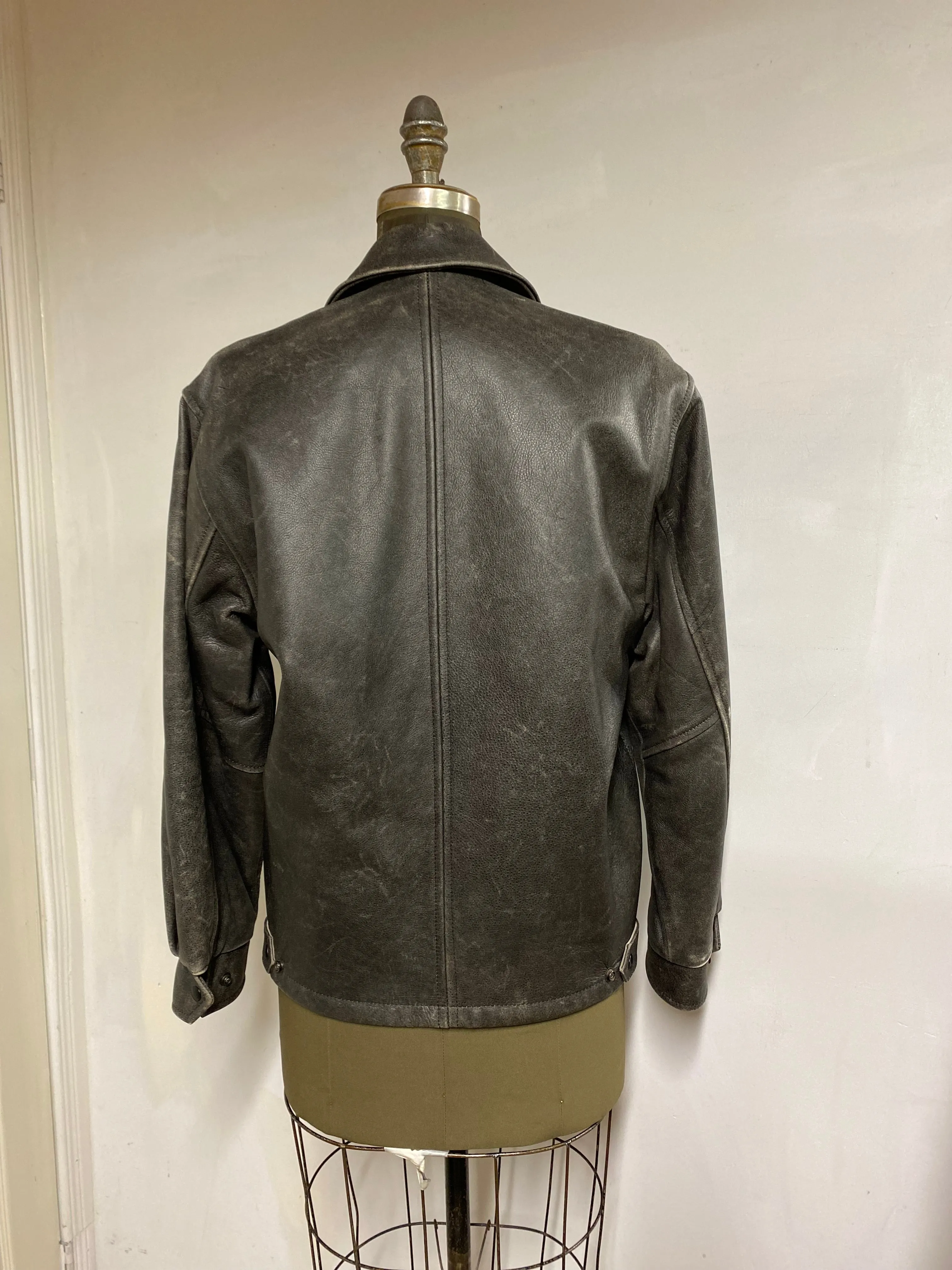 Men's Leather Bomber Jacket- Style #AB116ZJ