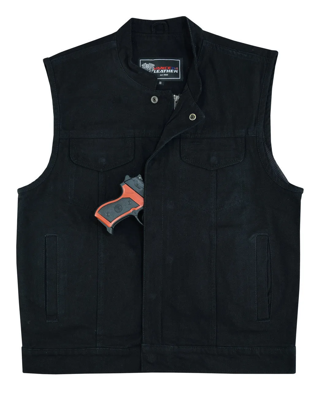 Mens SOA Style Black Denim Club Vest