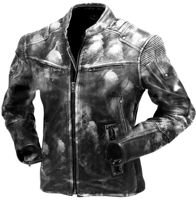 Mens Vintage Biker Style Cafe Racer Distressed Leather Jacket