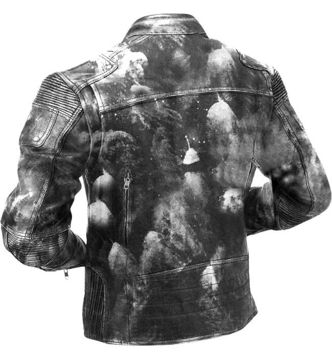 Mens Vintage Biker Style Cafe Racer Distressed Leather Jacket