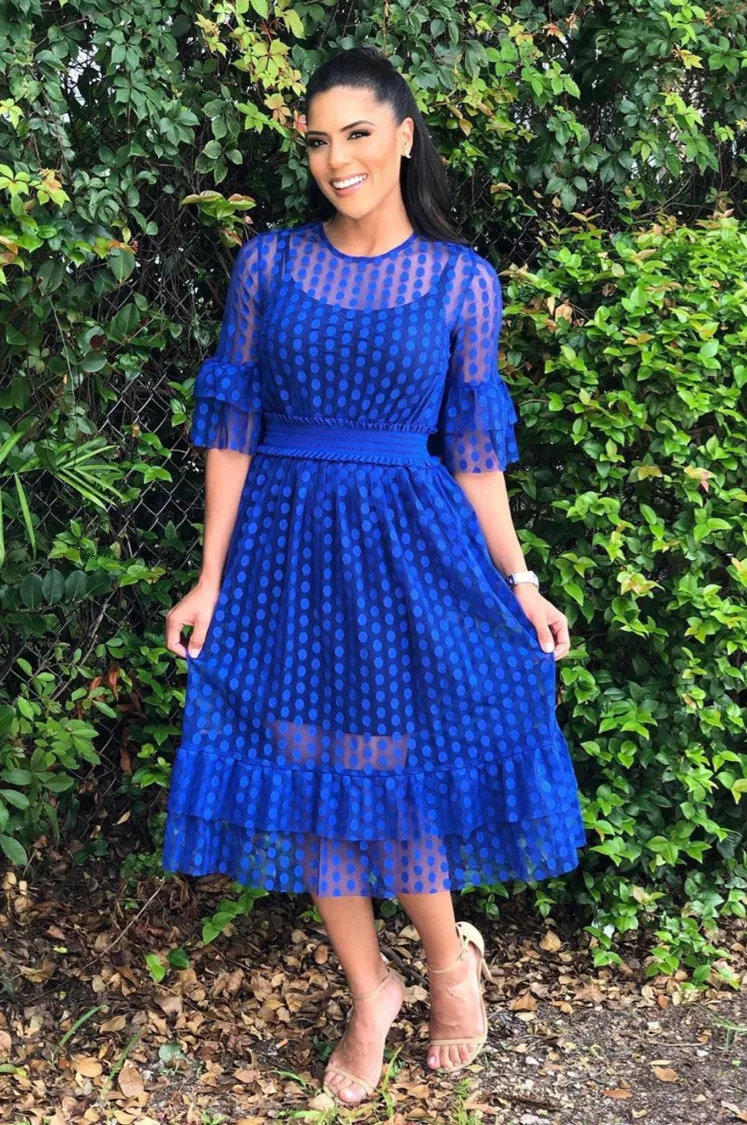 Mesh Polka Dot Midi Dress