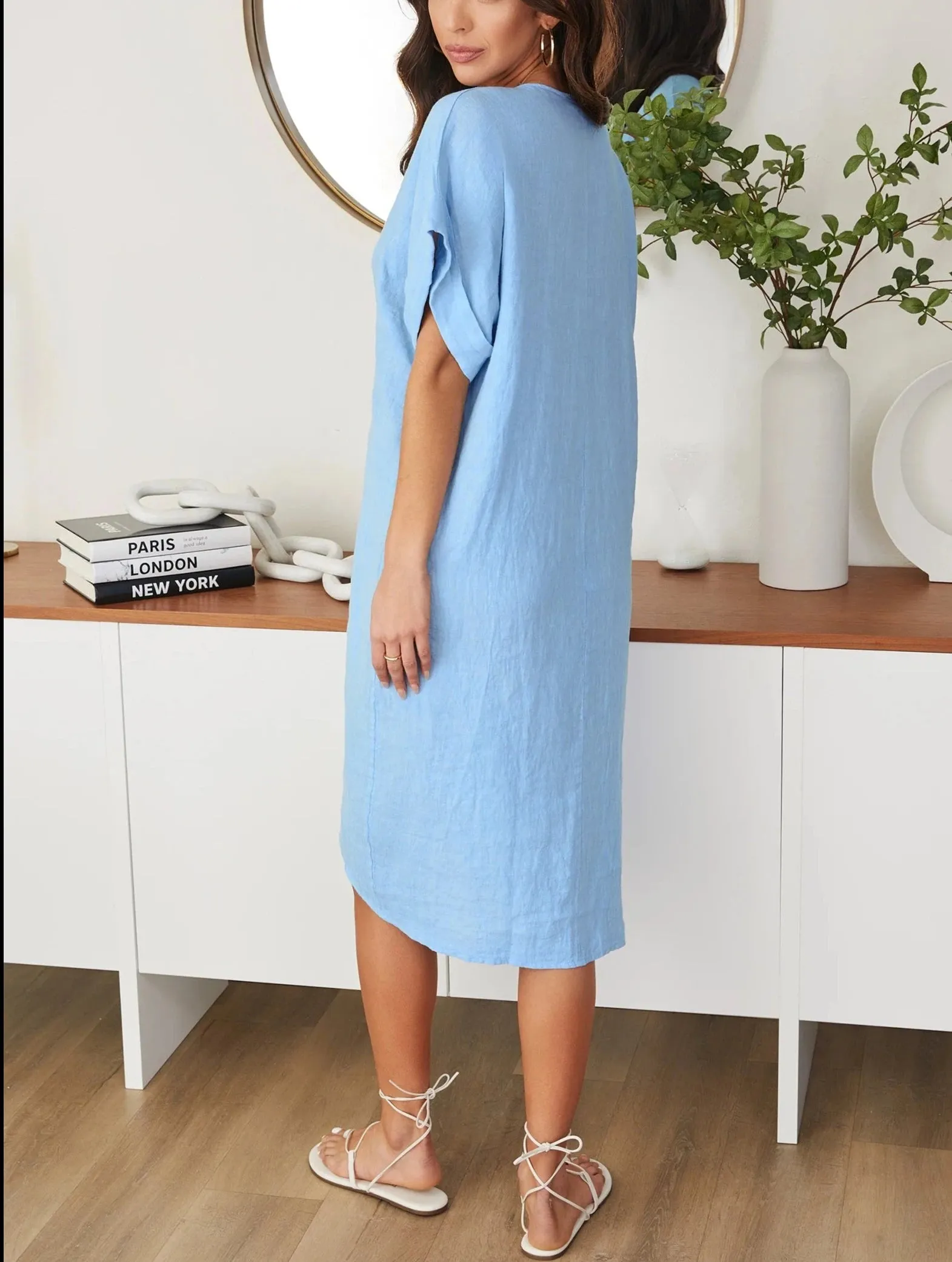 Milio Milano Linen Midi Twist Front S/S Dress