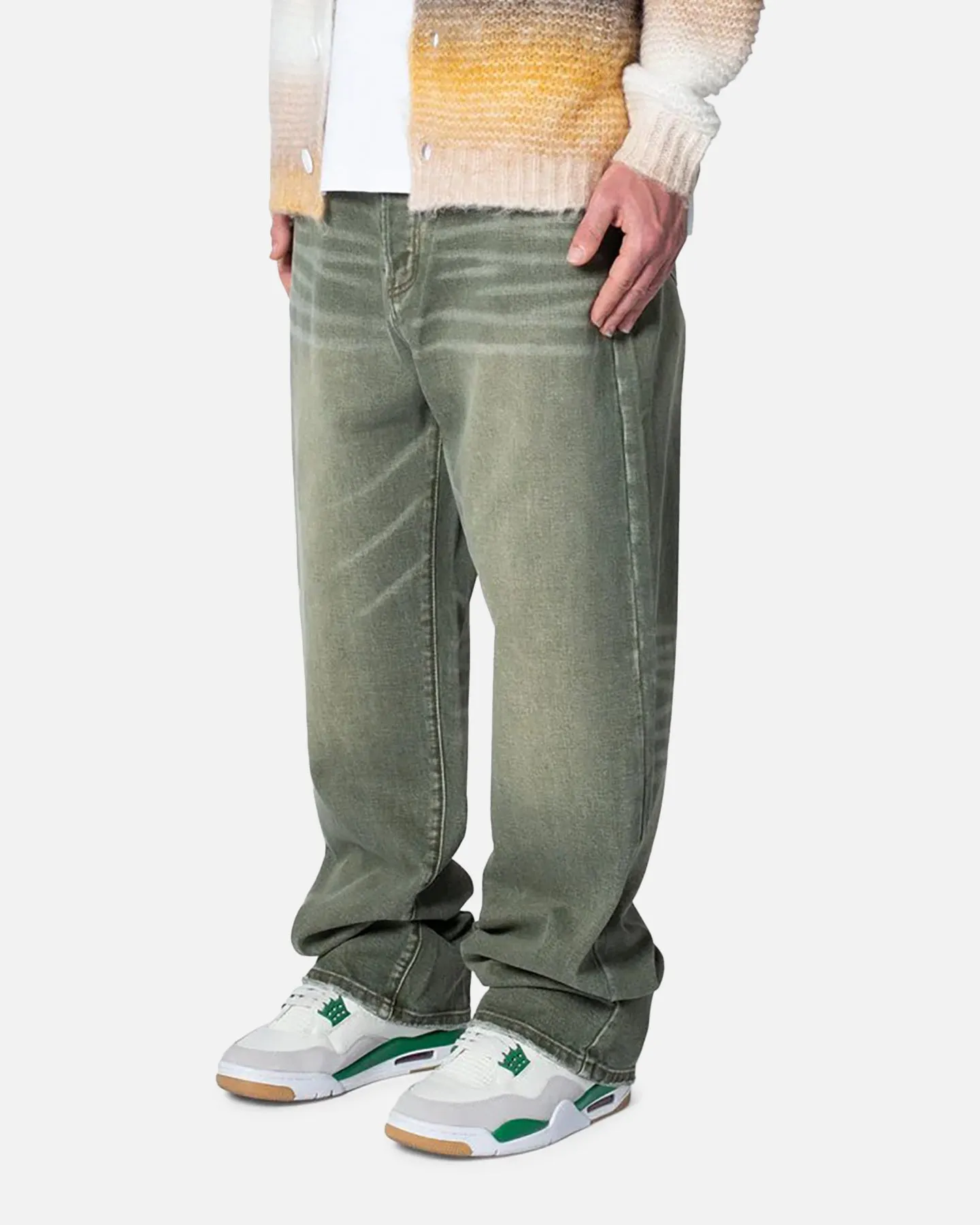 MNML Ultra Baggy Grinded Moss Denim Jeans Moss