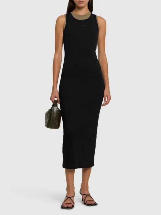 MSGM   Cotton jersey logo midi dress 