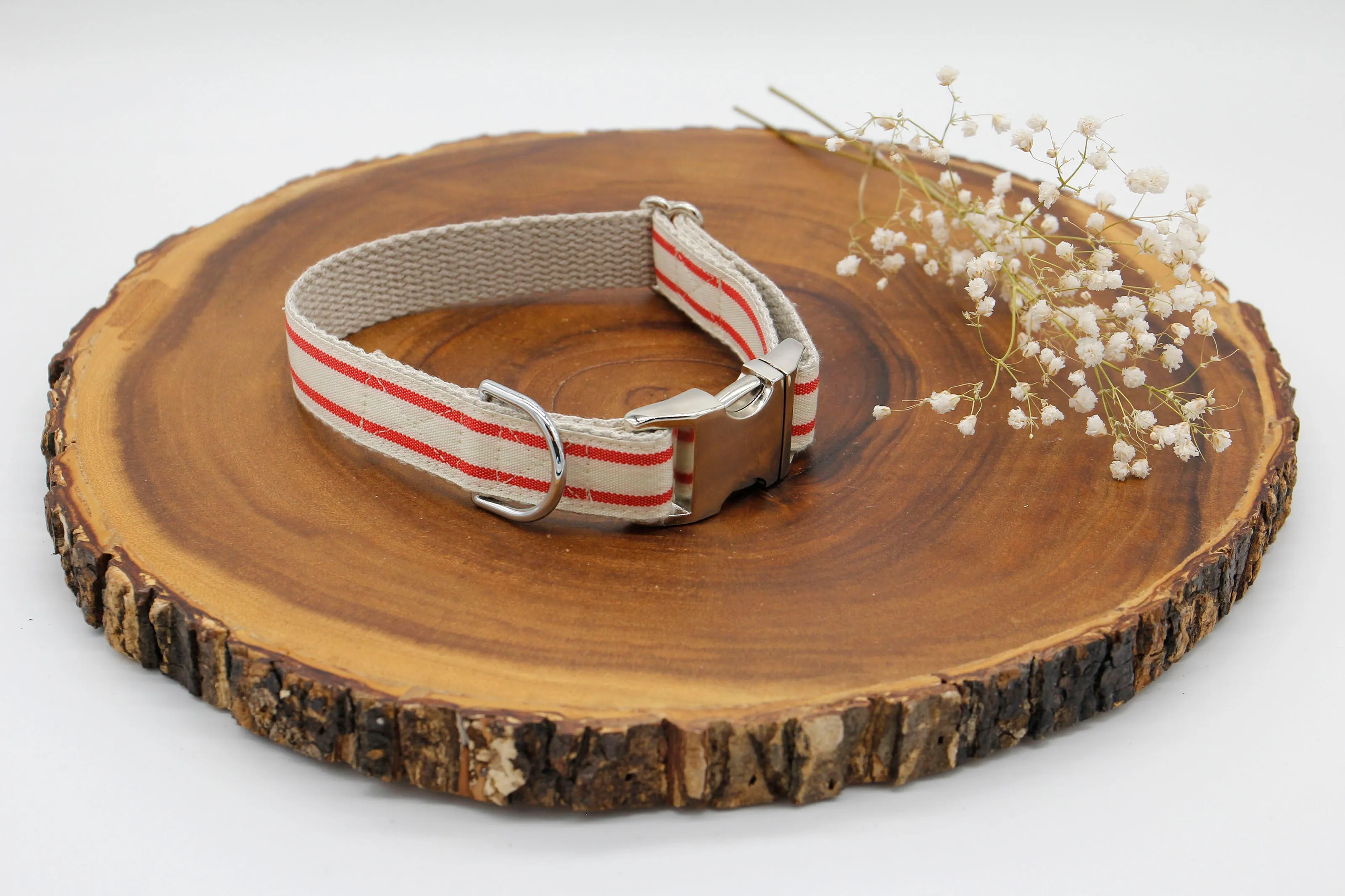 Nautical Striped Dog Collar - Red