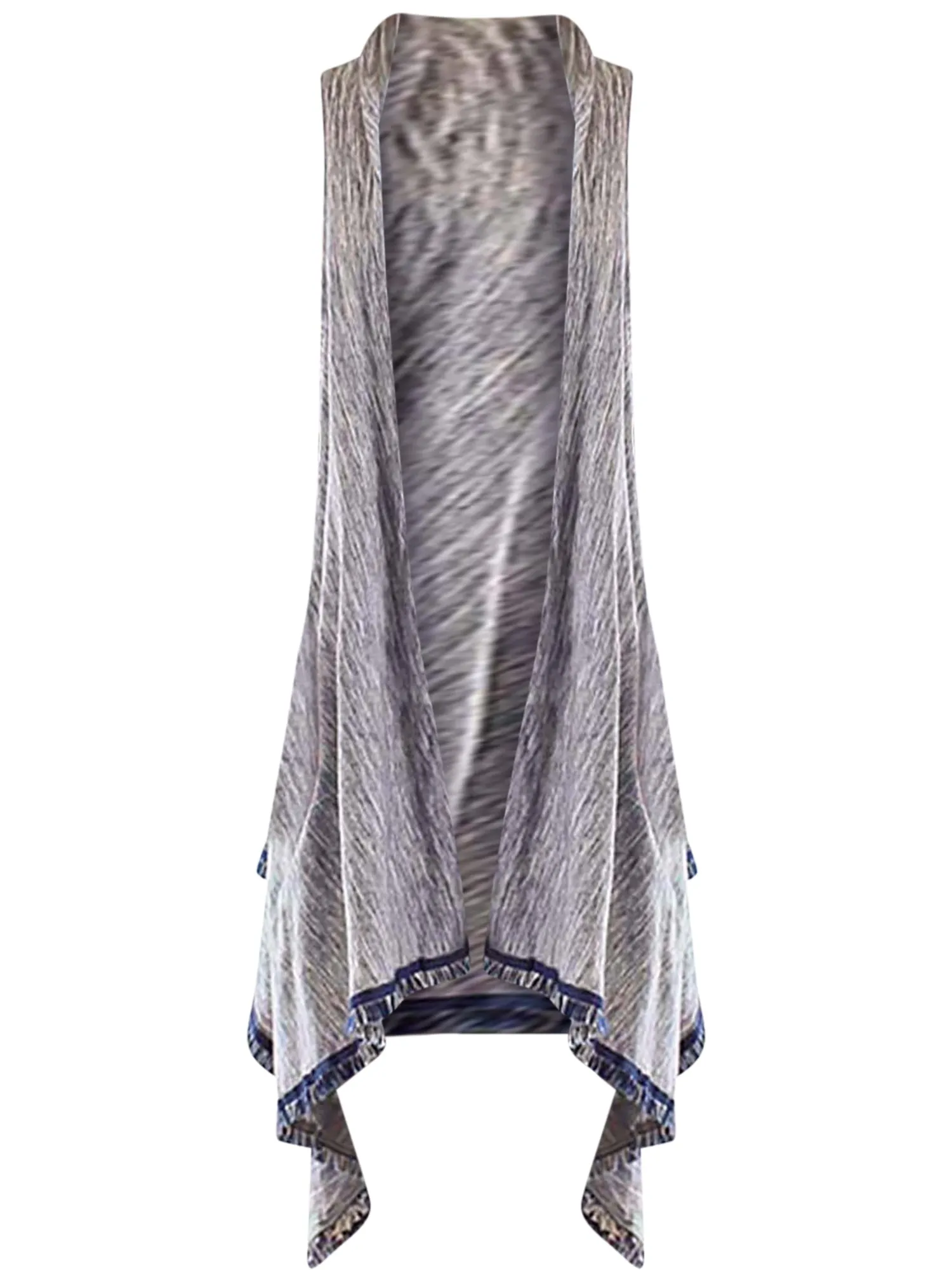 Navy Blue & Gray Heathered Lightweight Long Sleeveless Vest