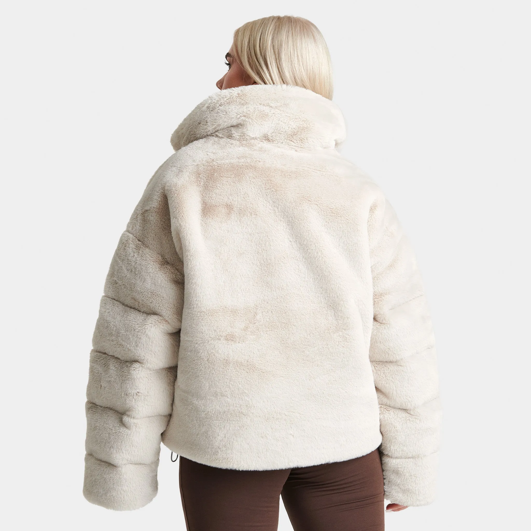 Nike Sportswear Women's Oversized Faux Fur Puffer Light Orewood Brown / Medium Ash