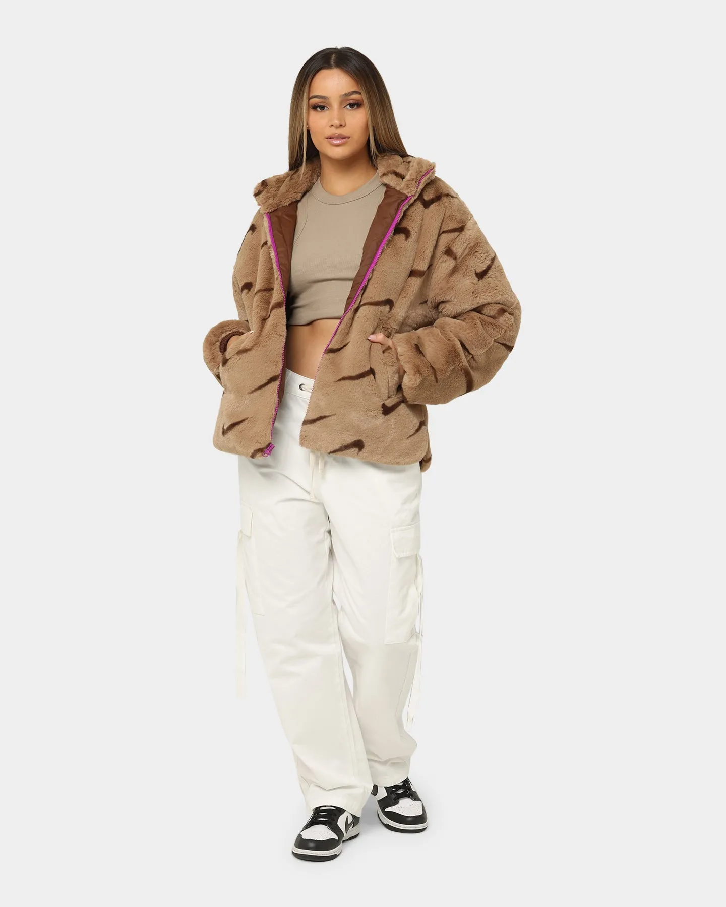 Nike Women's Nike Sportswear Faux Fur All Over Print Dark Driftwood