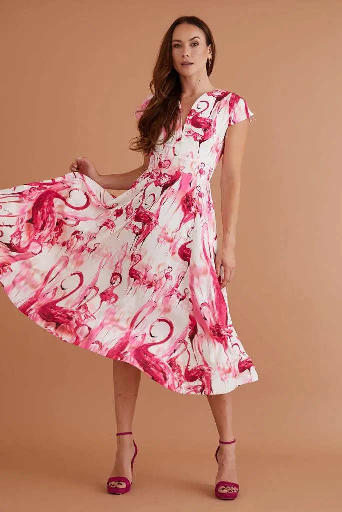 NOVA MIDI DRESS PINK FLAMINGO (PINK)