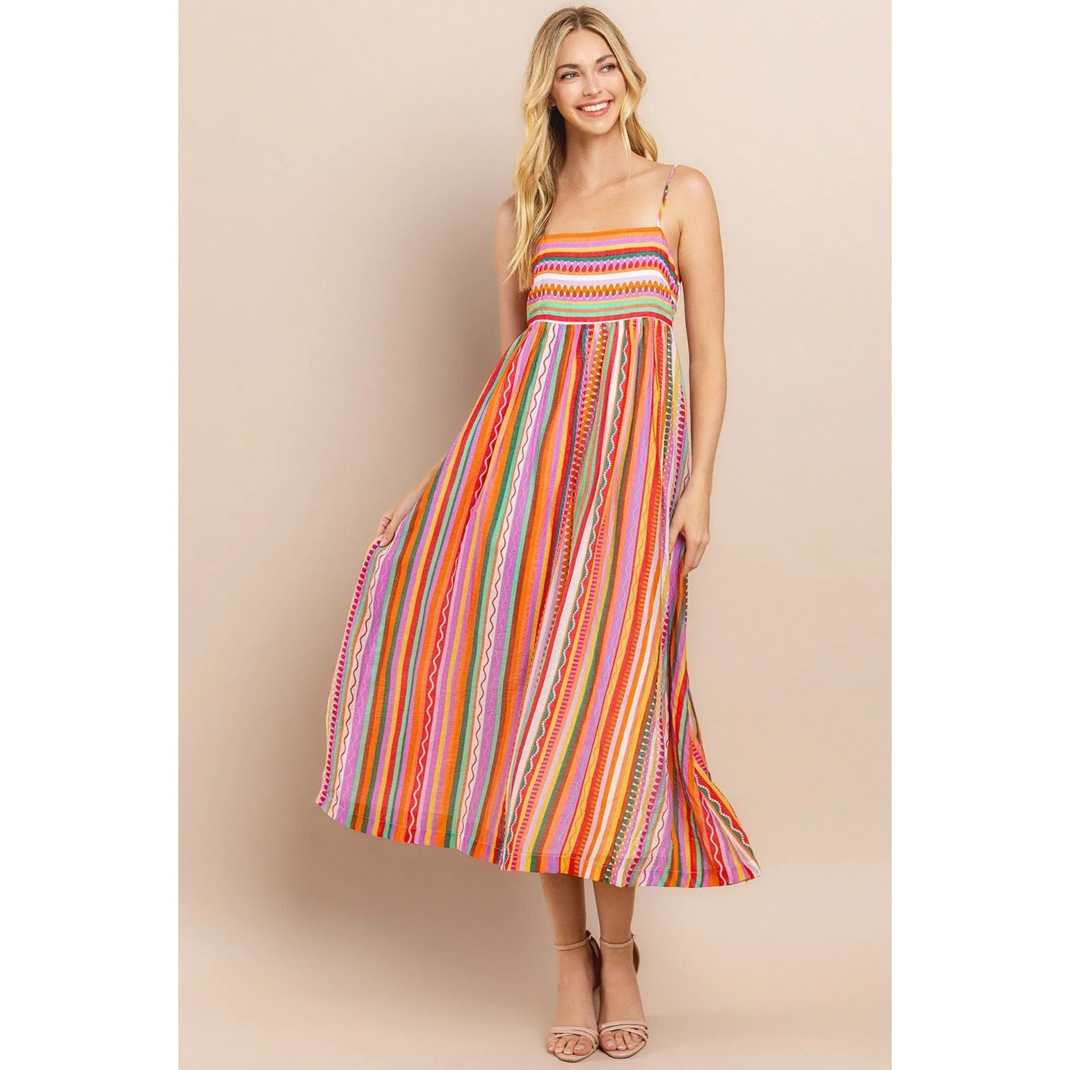 Ophelia Striped Midi Dress