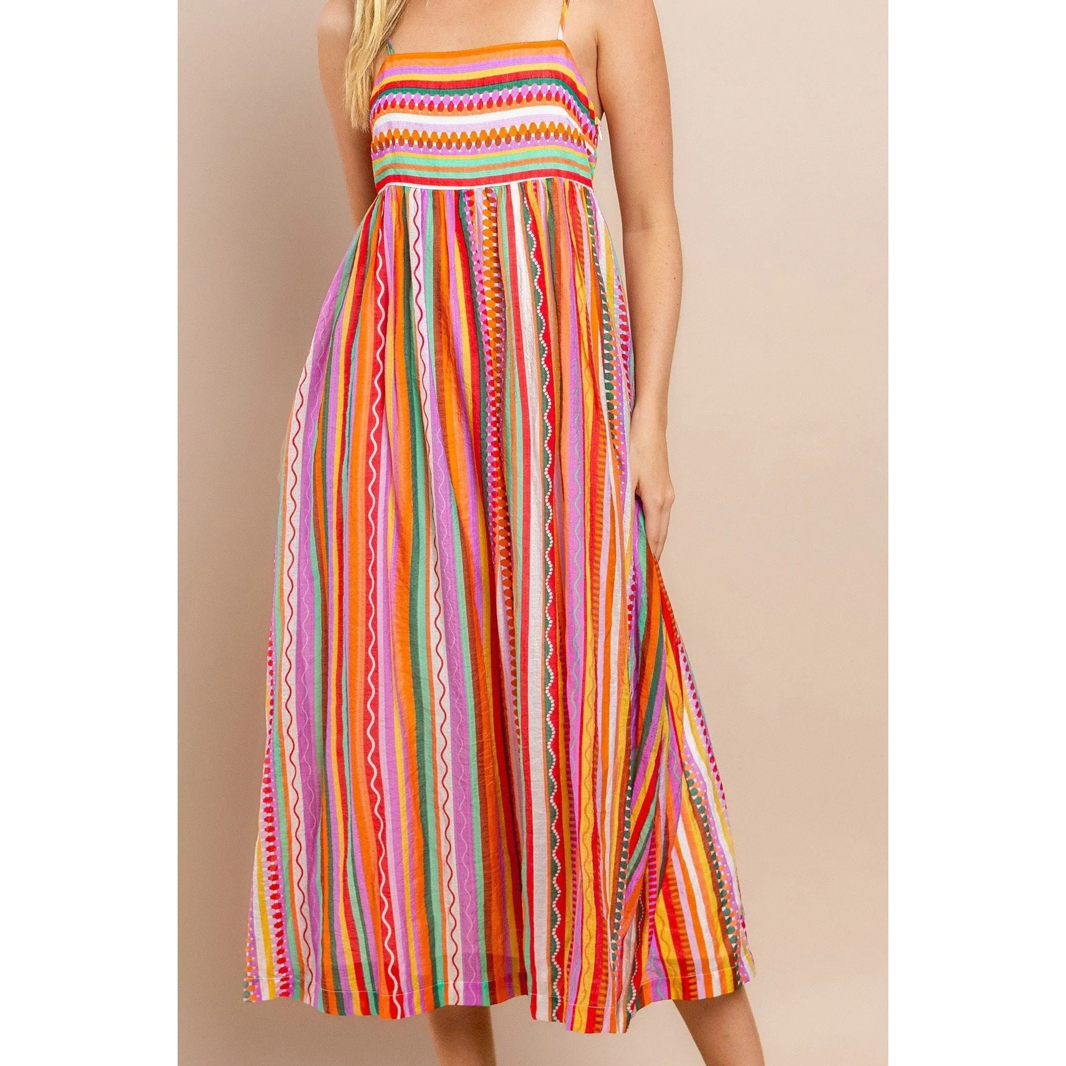 Ophelia Striped Midi Dress