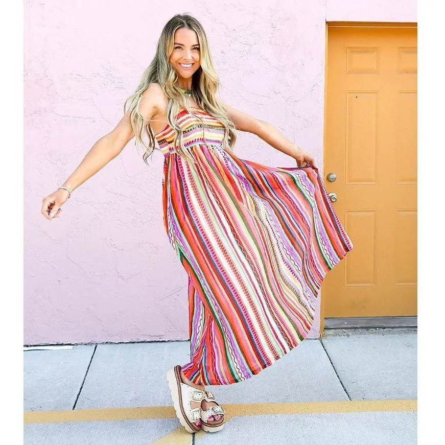 Ophelia Striped Midi Dress