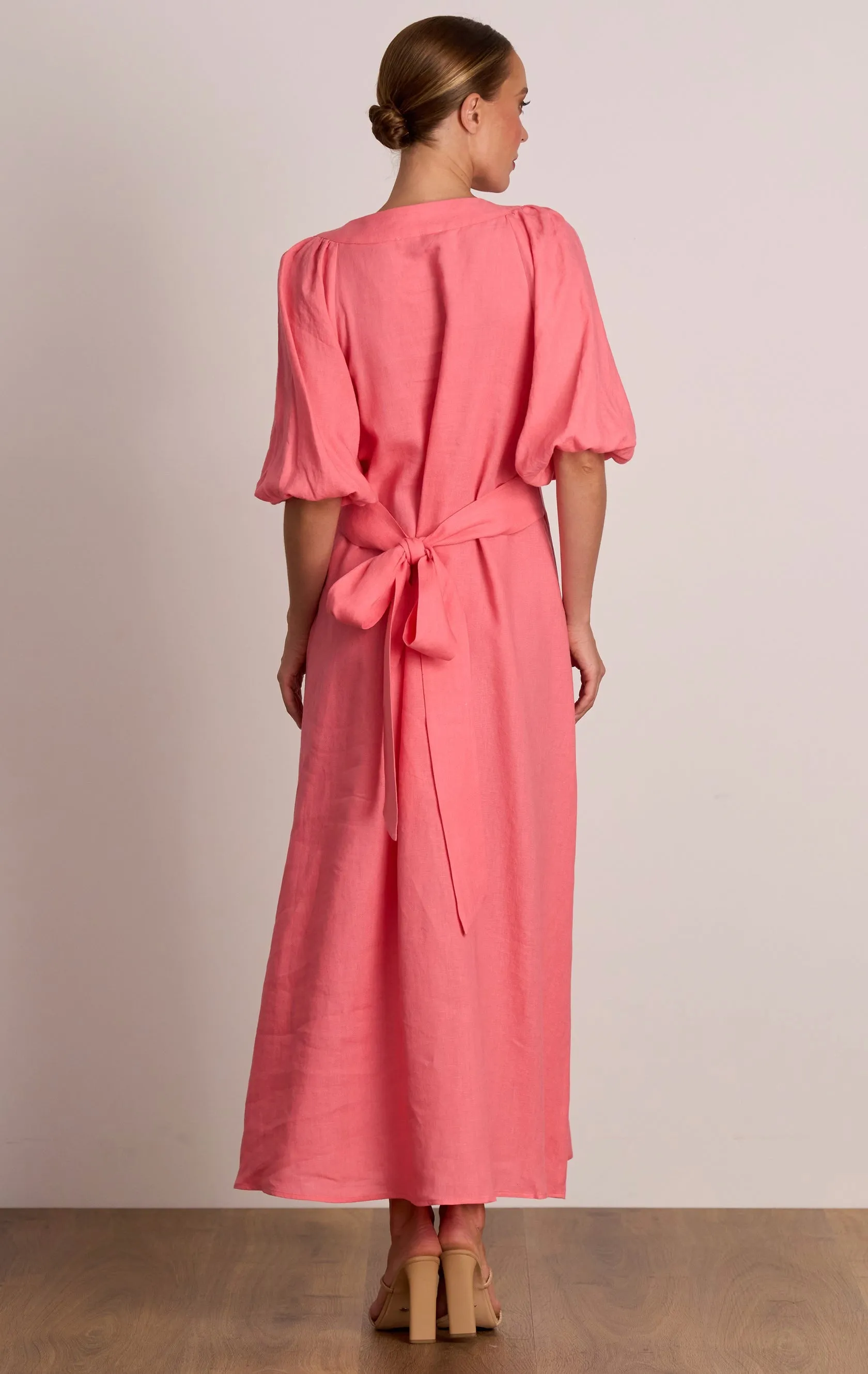 Pasduchas Meadows Button Midi Dress - Punch Pink