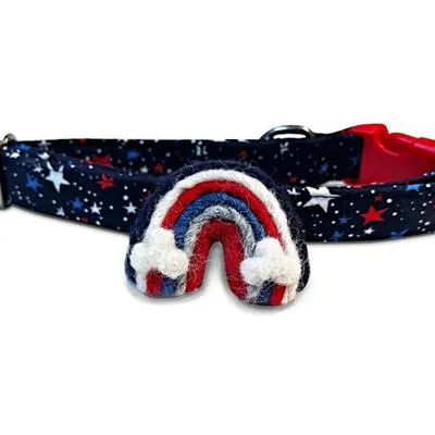 Patriotic Rainbows - Velcro Attachable Dog & Cat Collar Felt Accessory