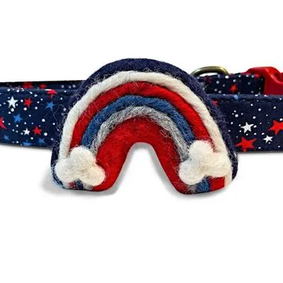 Patriotic Rainbows - Velcro Attachable Dog & Cat Collar Felt Accessory