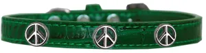 Peace Sign Widget Croc Dog Collar Emerald Green Size 14