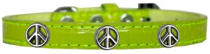 Peace Sign Widget Croc Dog Collar Lime Green Size 18