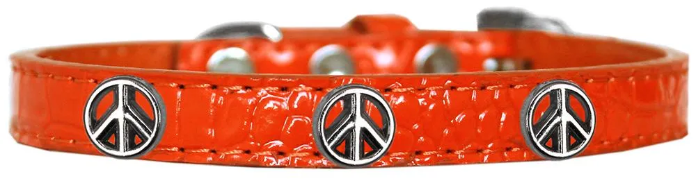 Peace Sign Widget Croc Dog Collar Orange Size 16