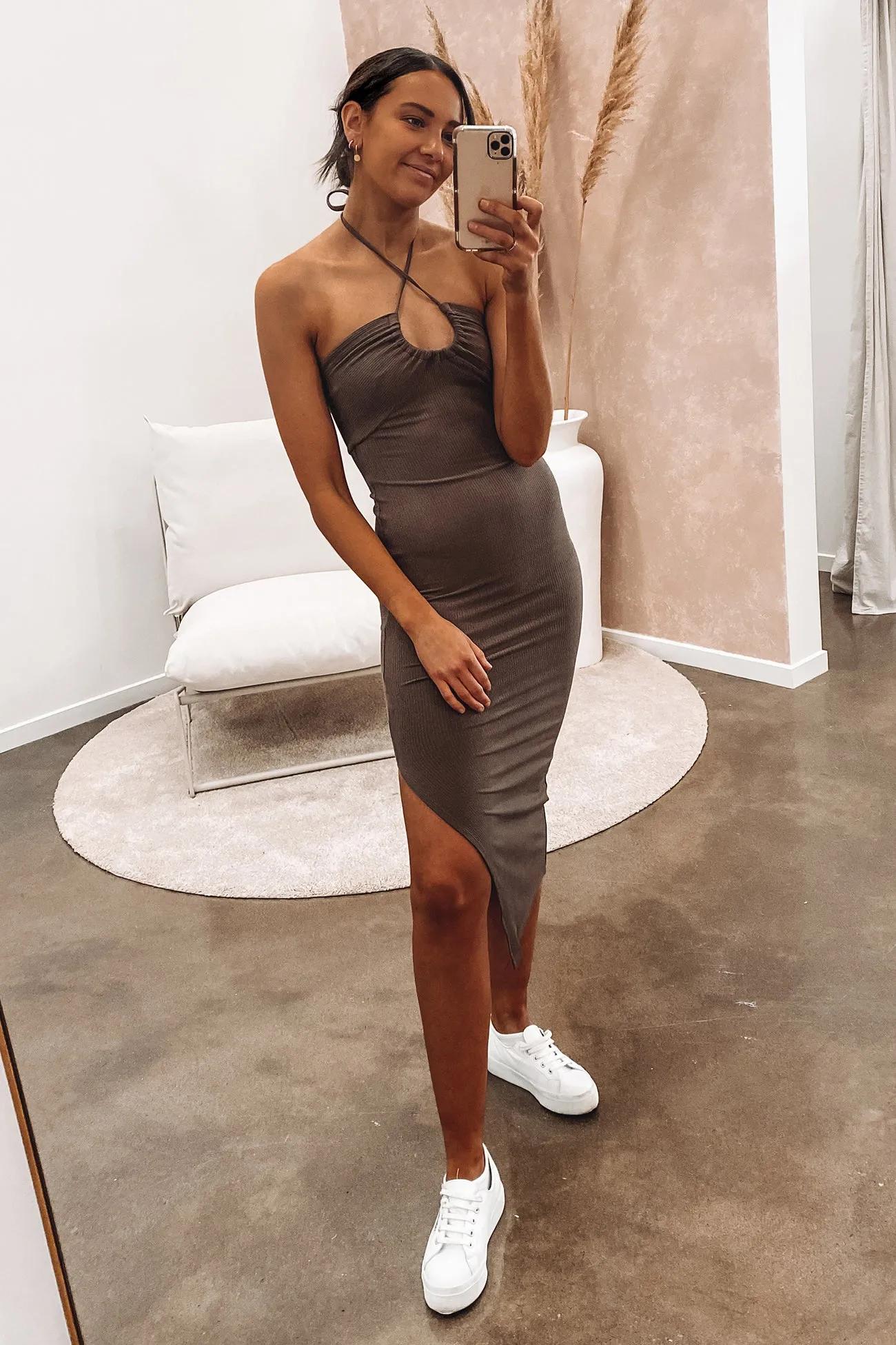 Phoebe Midi Dress Brown