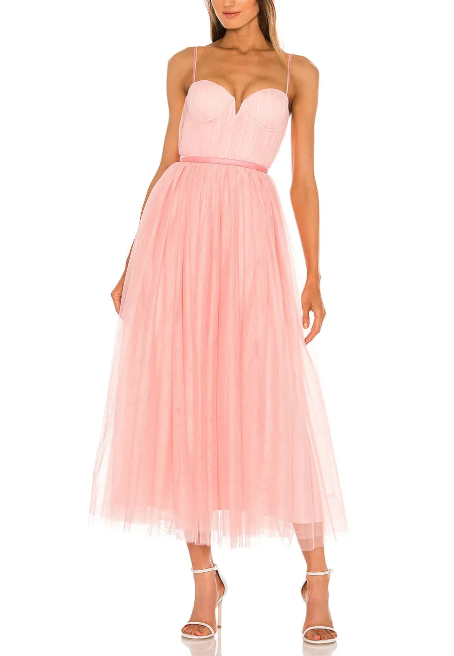 Pink Selena Tulle Midi Dress