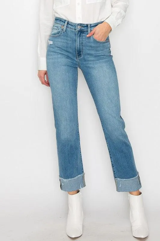 Plus Size High Rise Straight Jeans