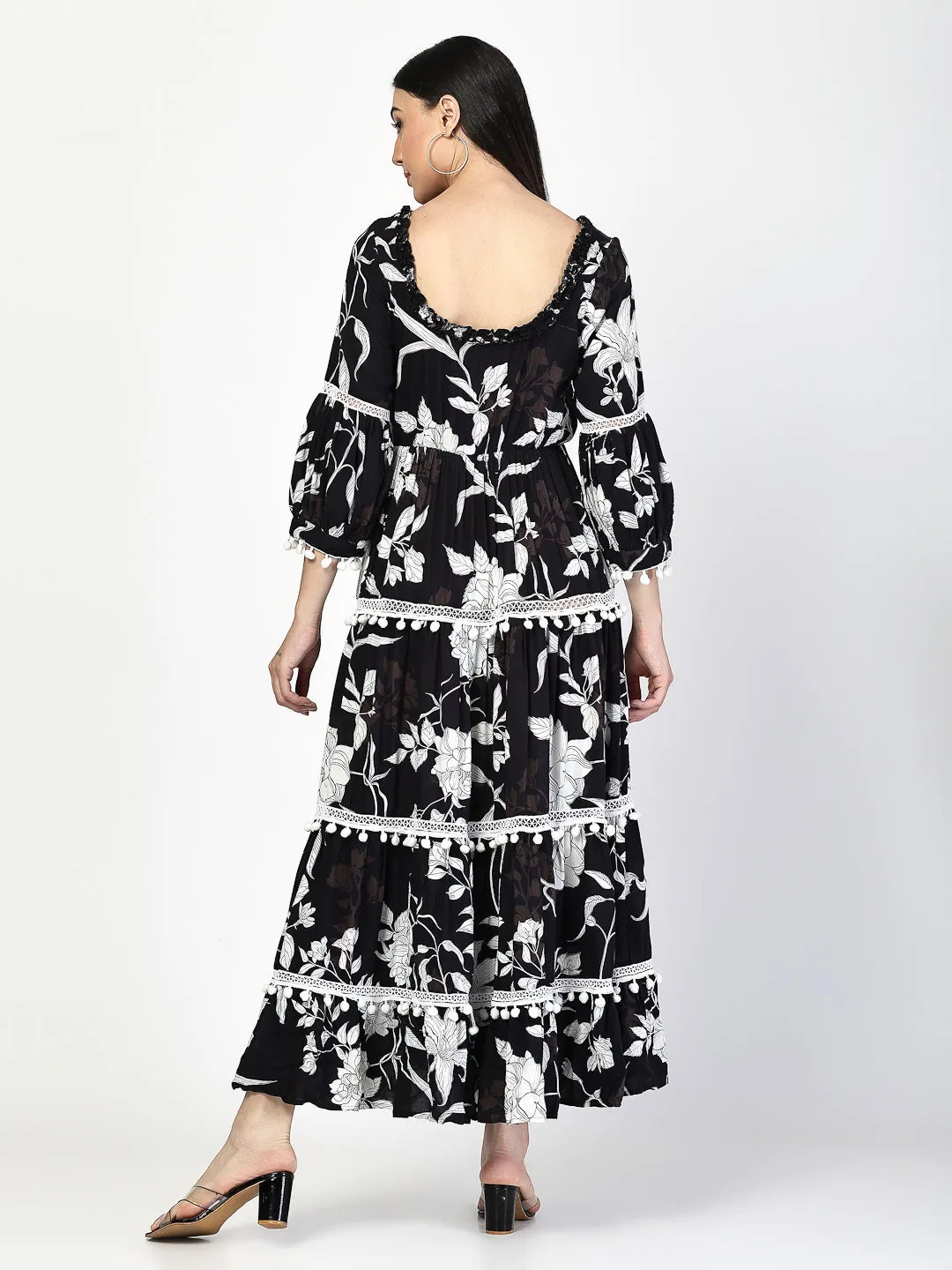 Printed Tiered midi Dress