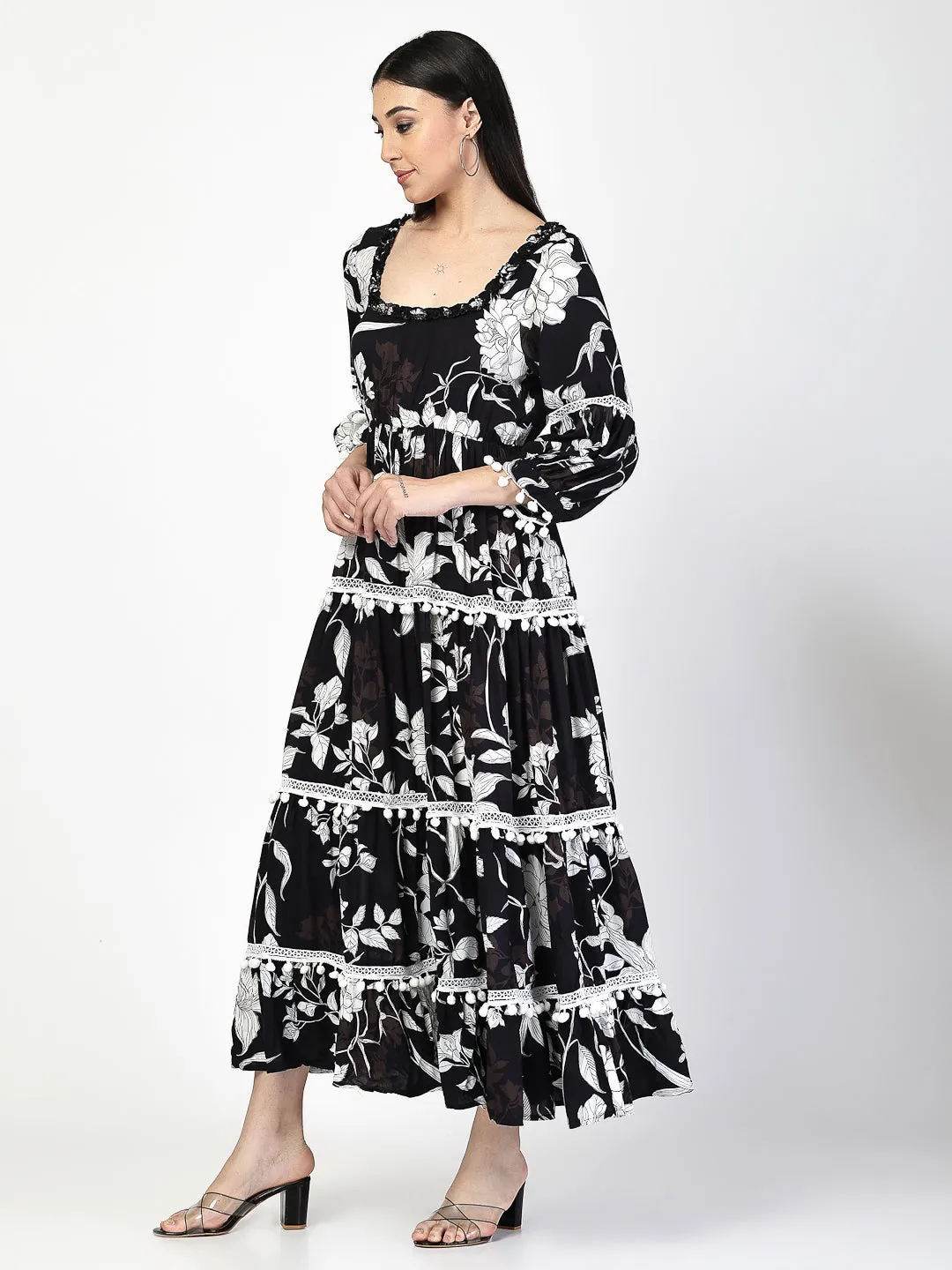 Printed Tiered midi Dress