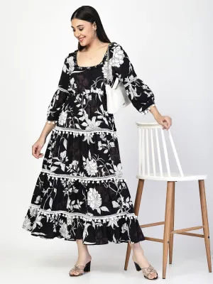 Printed Tiered midi Dress