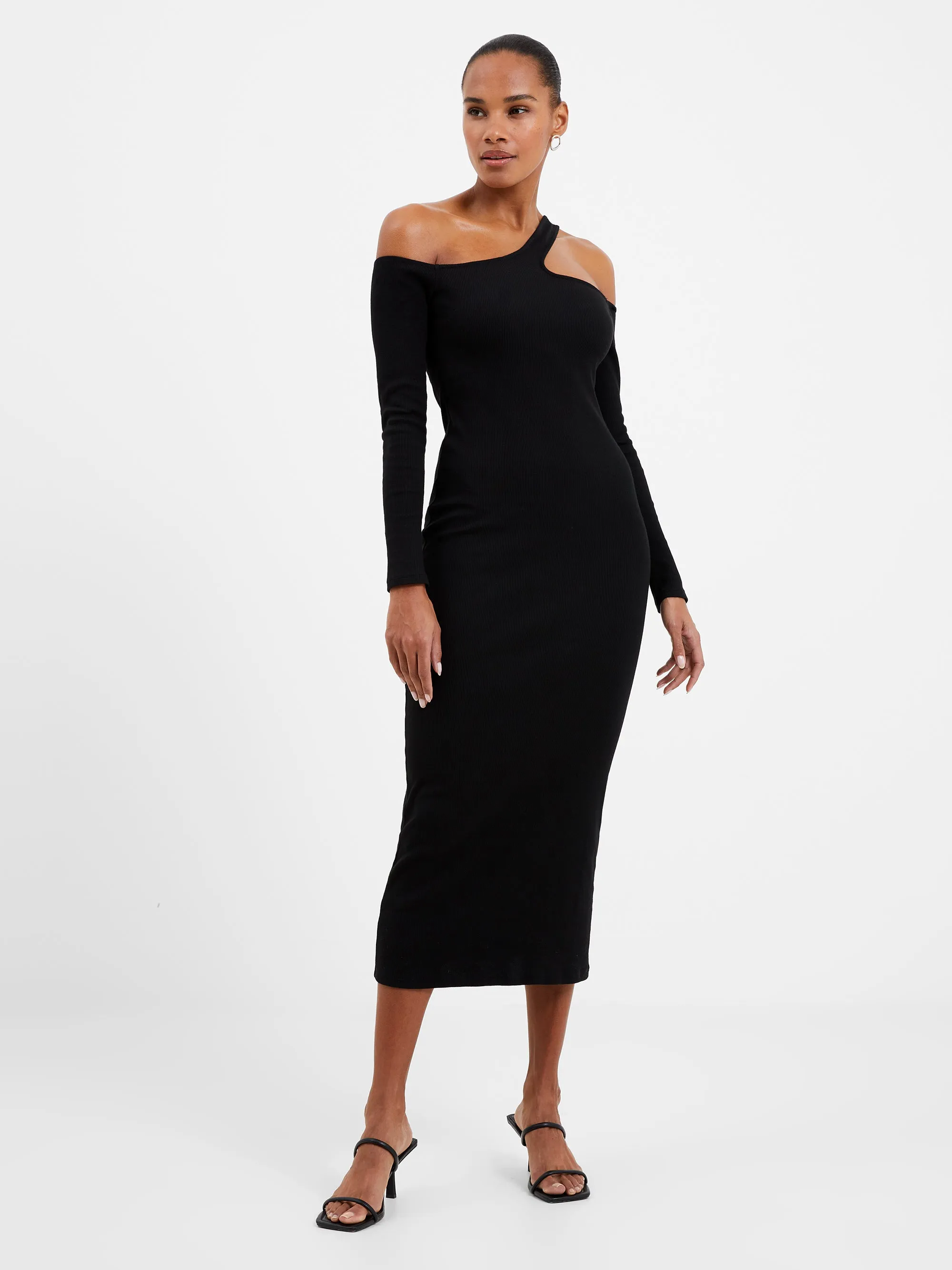 Rassia Cheryle Ribbed Cut-Out Midi Dress