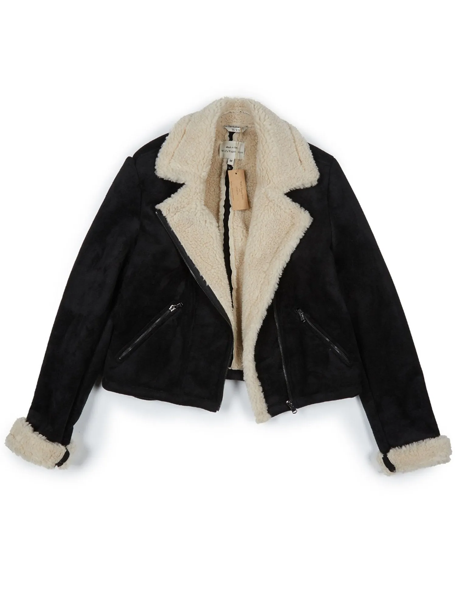 Recycled Vegan Shearling Moto Jacket