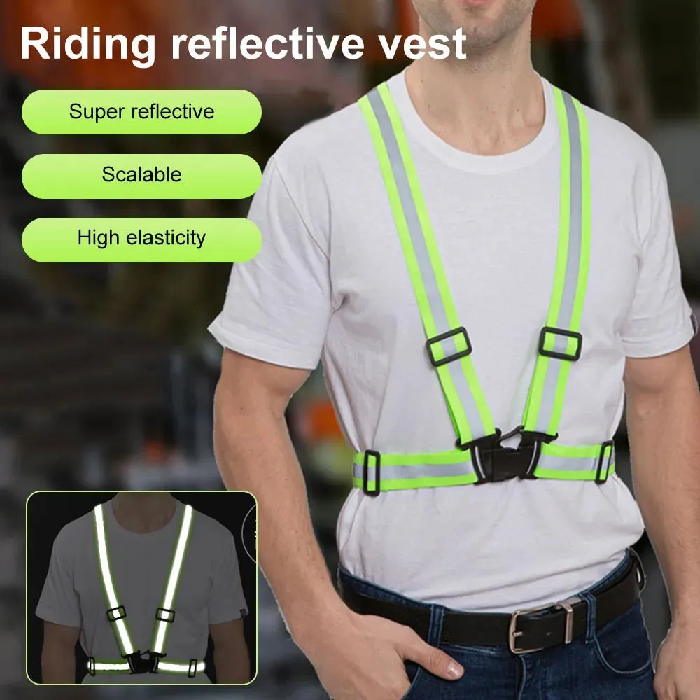 Reflective Vest Night Cycling High Visibility Reflective Strap Outdoor Reflective Safety Jacket Work Security Running Vest