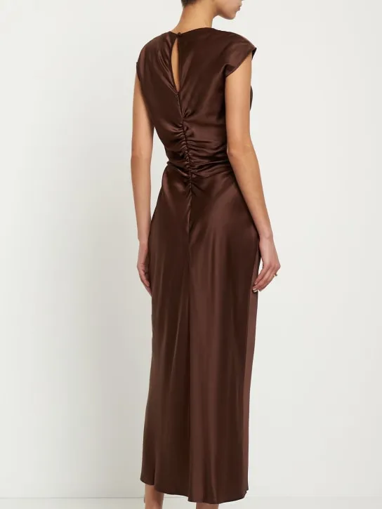 Reformation   Veida ruched satin silk midi dress 