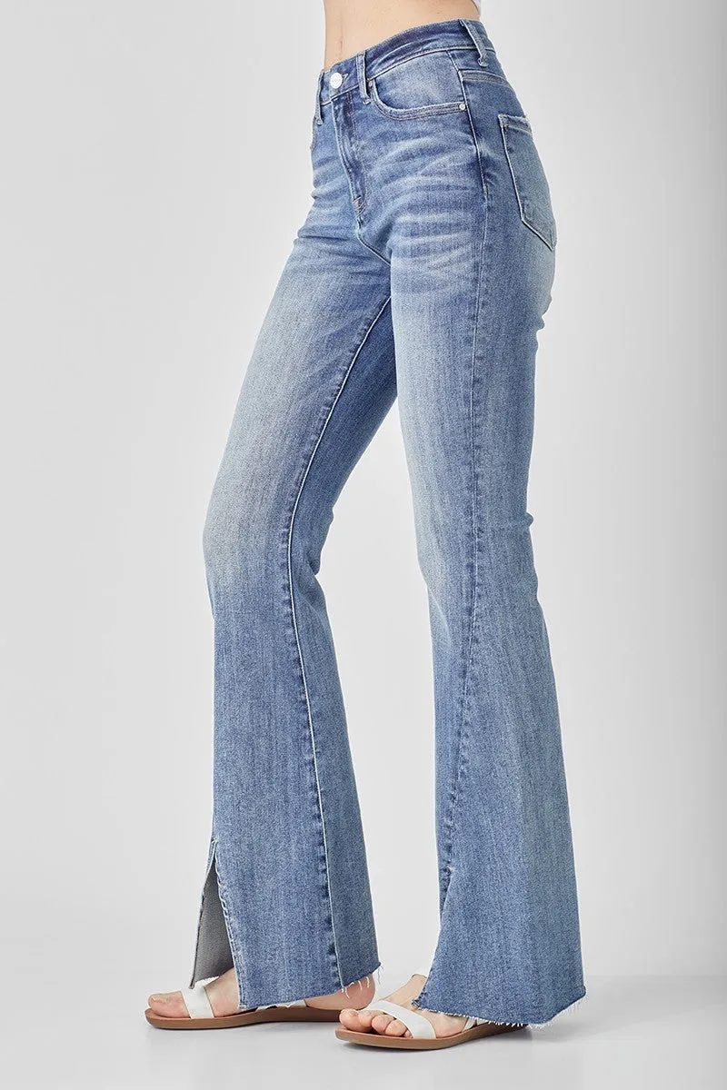 Risen Jeans - High Rise Twisted Hem Flare Jeans - RDP5243