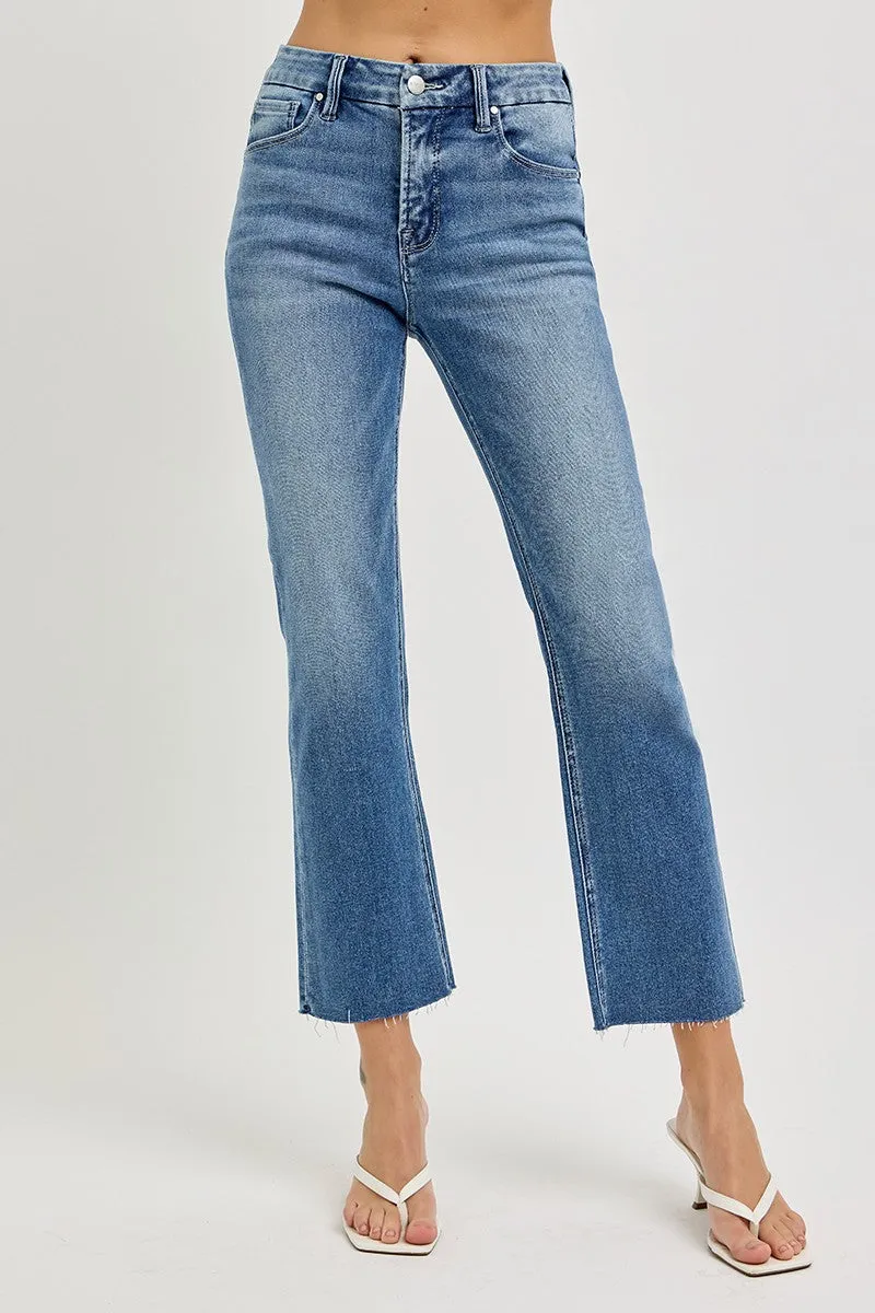 Risen Jeans - Tummy Control High Rise Crop Straight Jeans - RDP5903