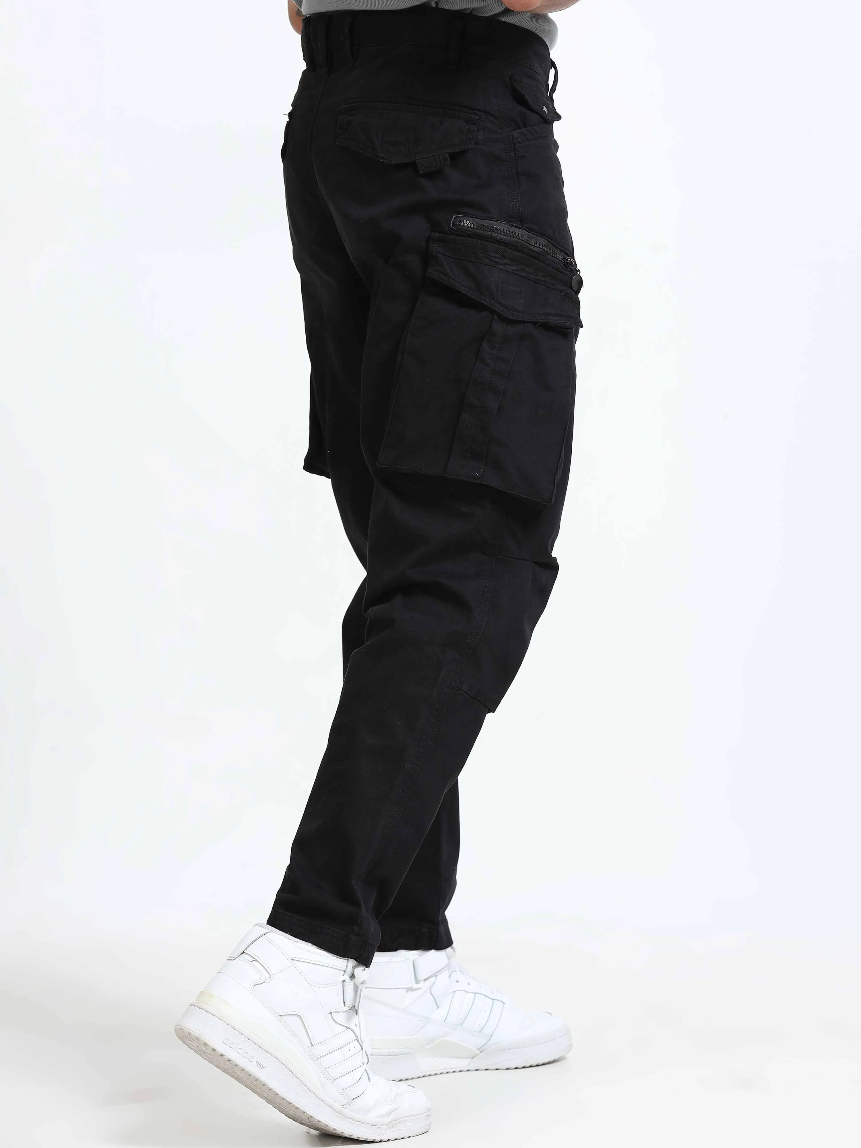 Rugged Zip Cargo Pants In Black