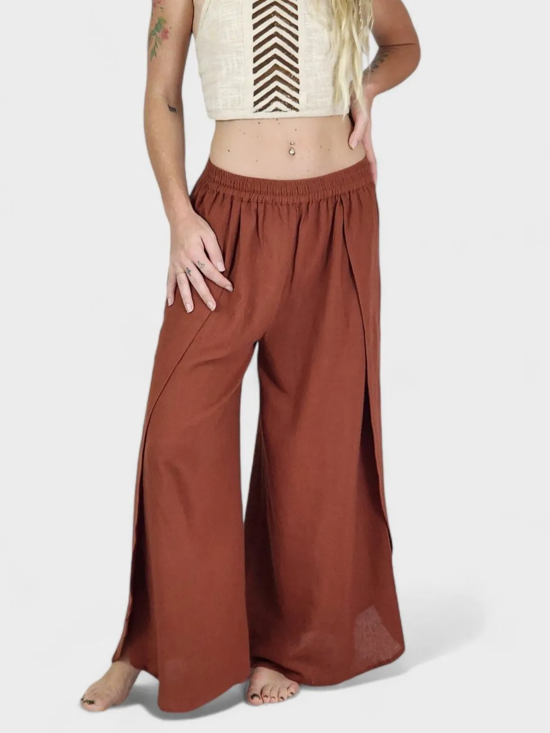 Rust Jute Fly Away Trousers