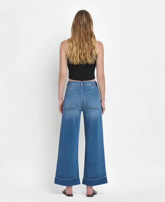 Ryan High Rise Double Cuffed Baggy Wide Jeans