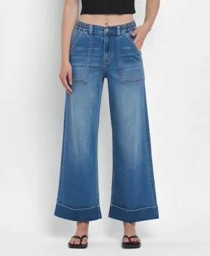 Ryan High Rise Double Cuffed Baggy Wide Jeans