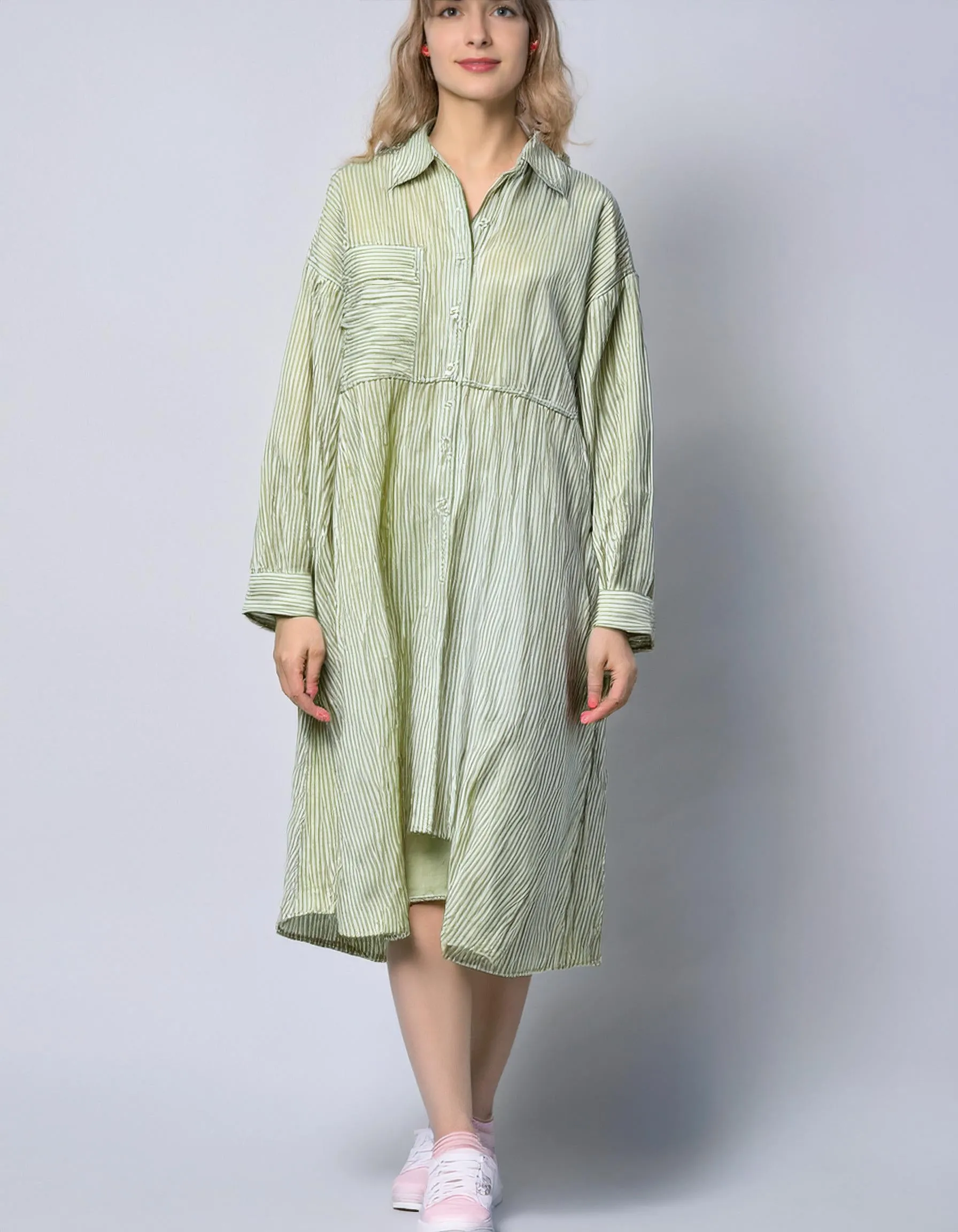 Sage Green Midi Shirt Dress