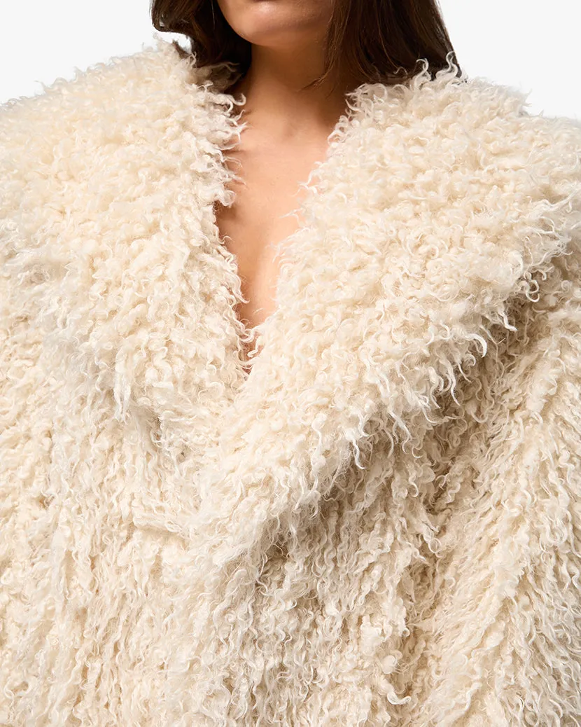 Shawl Collar Faux Fur Coat