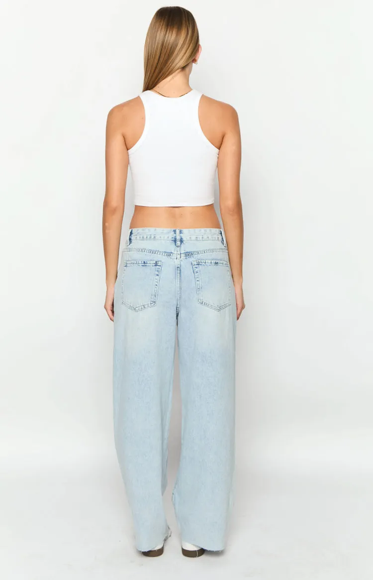 She's Yours Vintage Blue Denim Wide Leg Boyfriend Jeans